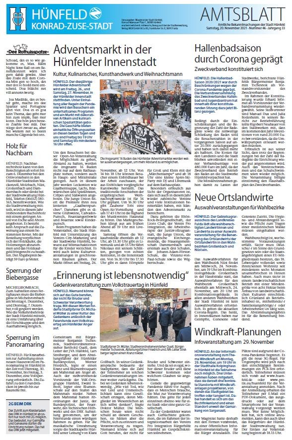 Amtsblatt vom 20. November 2021